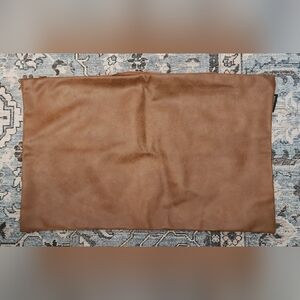 Brown Faux Leather Lumbar Pillow Cover